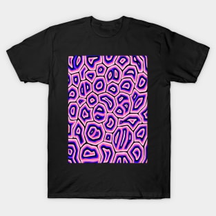 Pink Blue and Black Groovy Liquid Marble Swirls T-Shirt